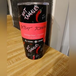 Betsey Johnson Black Red 'Hot Tamale' Stainless Tumbler NWT